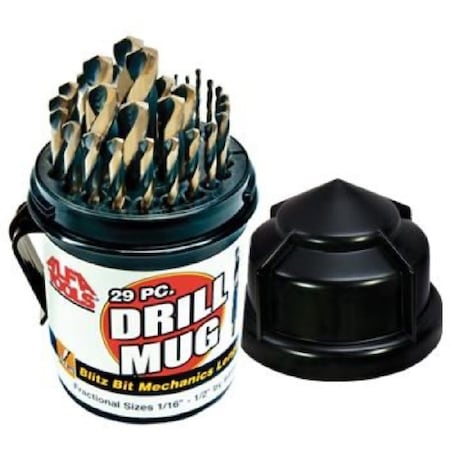 Alfa 29pc Blitz Drill Bit Set Mechanic Length, 1/16in 1/2in by 64ths BBML74290DM